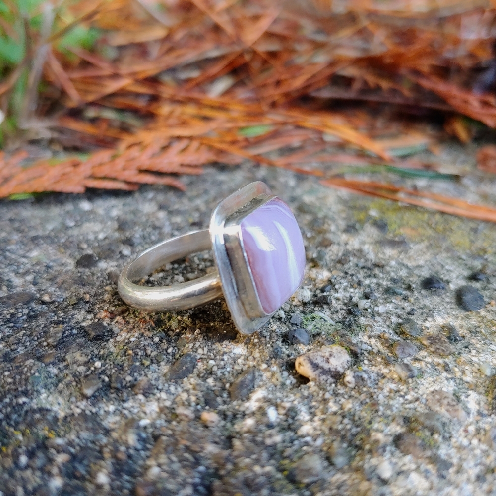 *SOLD* Rare Purple Agate Artisan Made Sterling Silver Ring - Issabeau Jewelry - Picture 8 of 9